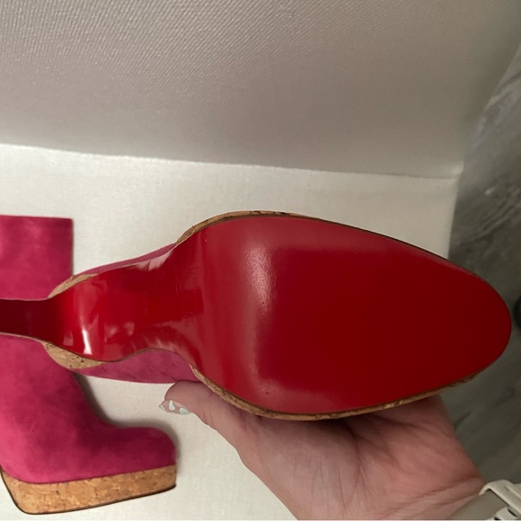 Never worn Christian Louboutin Red bottom hot pink booties never worn - Picture 3 of 5